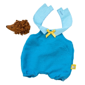 Голубой комбинезон с воротником в горошек и ёжик