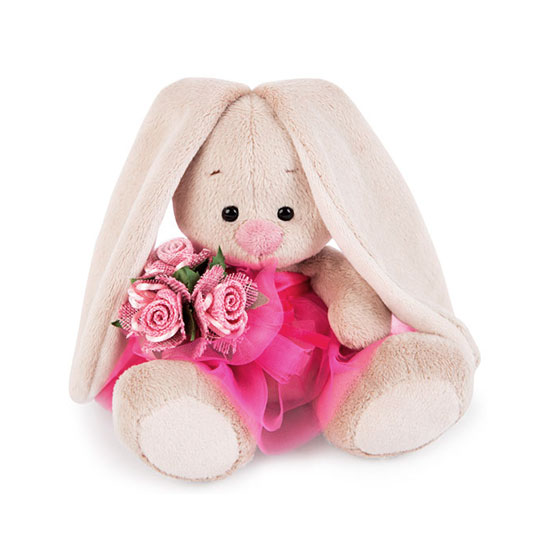 Зайка Ми в розовой юбочке и с букетом