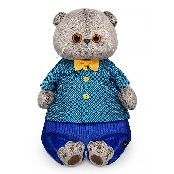 Басик в рубашке с ромбами и брюках