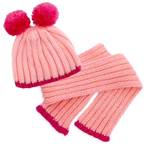 Розовая шапка с шарфом