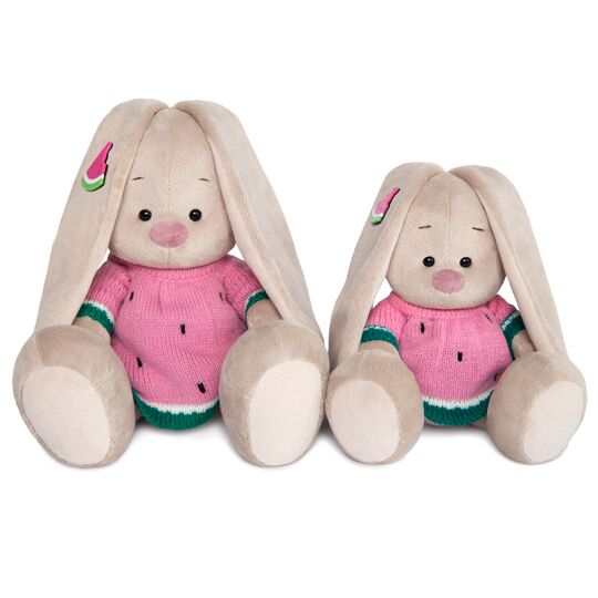 Зайка Ми в вязаном платье "Арбузик"