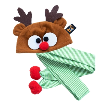 Шапка «Олень» и шарфик с помпонами