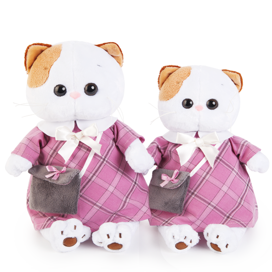 Ли-Ли в розовом платье с серой сумочкой