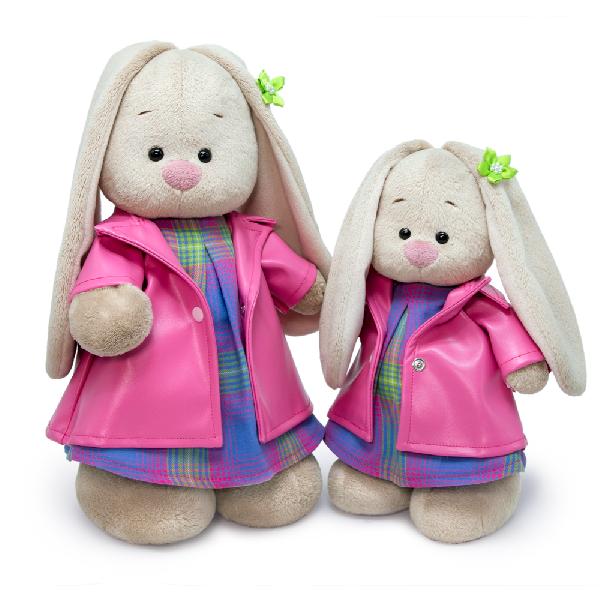 Зайка Ми в пальто из экокожи