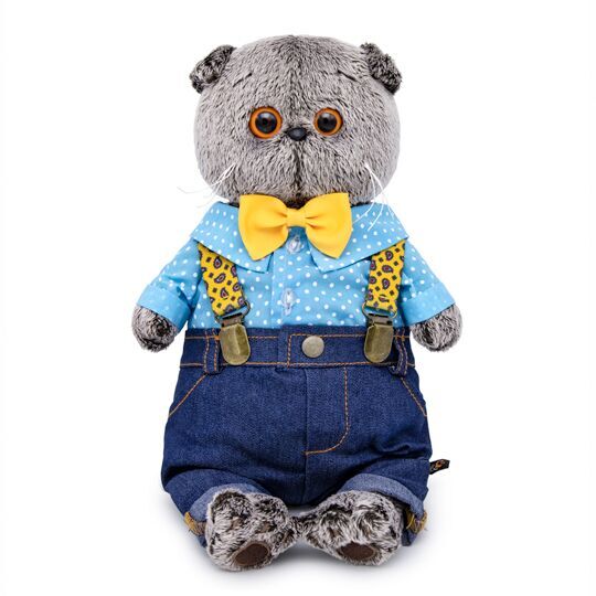 Басик в джинсах с подтяжками