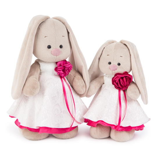 Зайка Ми в белом платье с розой