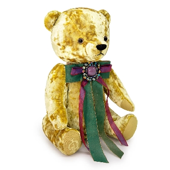 Медведь золотой с фиолетовой брошкой