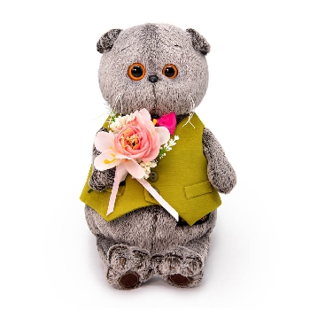 Басик в жилете и с букетом