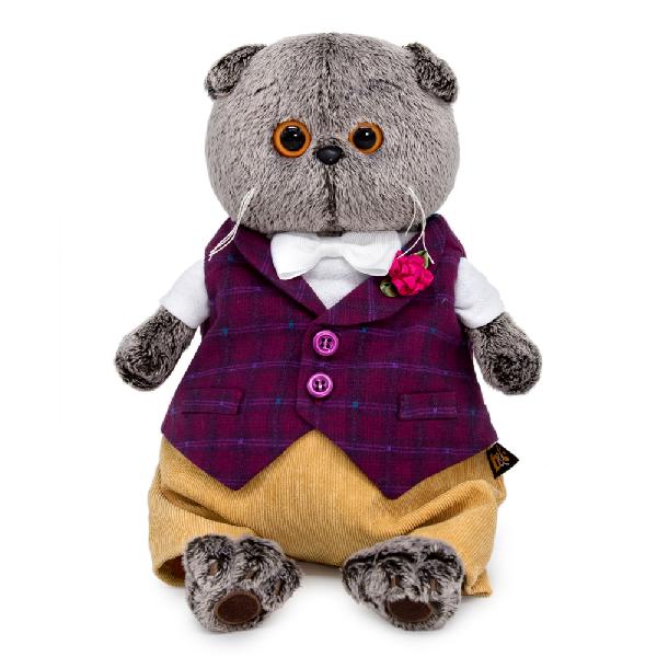 Басик в бордовом жилете с розочкой