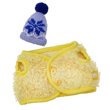 Желтый меховой жилет