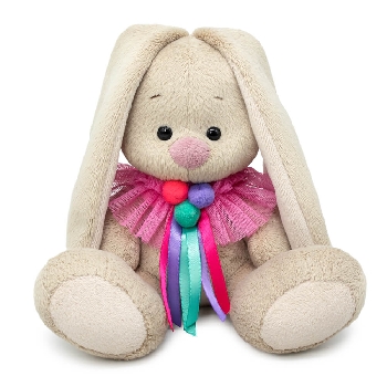 Зайка Ми в воротнике с помпонами и лентами