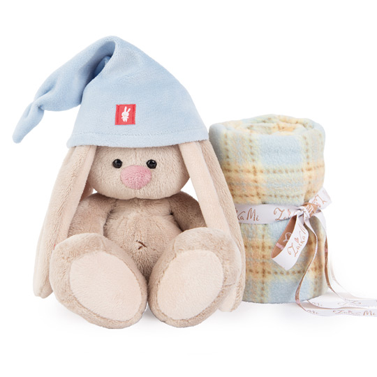 Зайка Ми в колпачке с пледиком