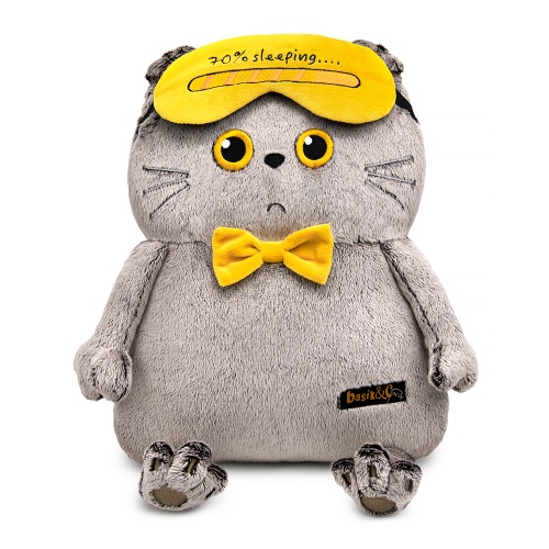 Кот-подушка в маске для сна