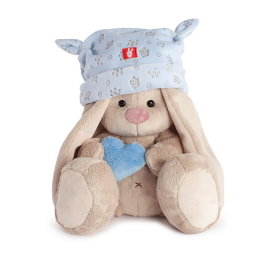 Зайка Ми в голубой шапке с сердечком