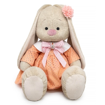 Зайка Ми большой в персиковом платье