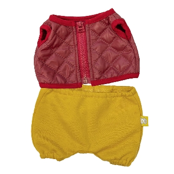 Коричневый стеганый жилет и штаны