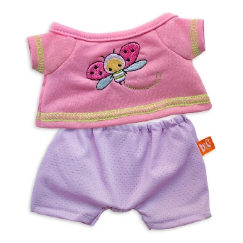 Розовая футболка с божьей коровкой и шорты