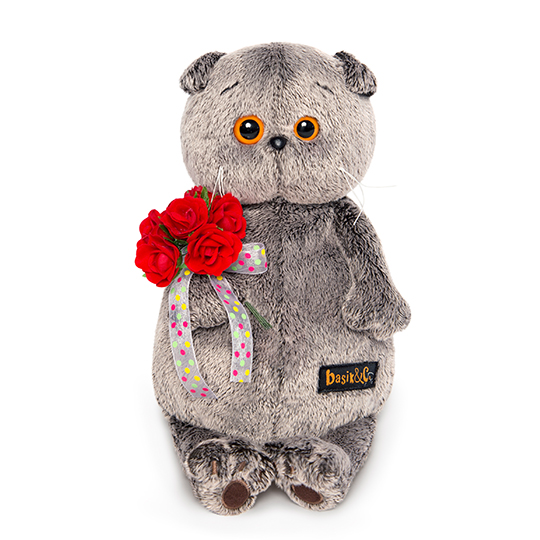 Басик с букетом красных роз