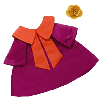 Красное платье с оранжевым воротником