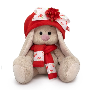 Зайка Ми в шапочке с цветком и шарфе