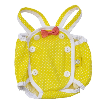 Желтый песочник в горошек с белыми пуговицами