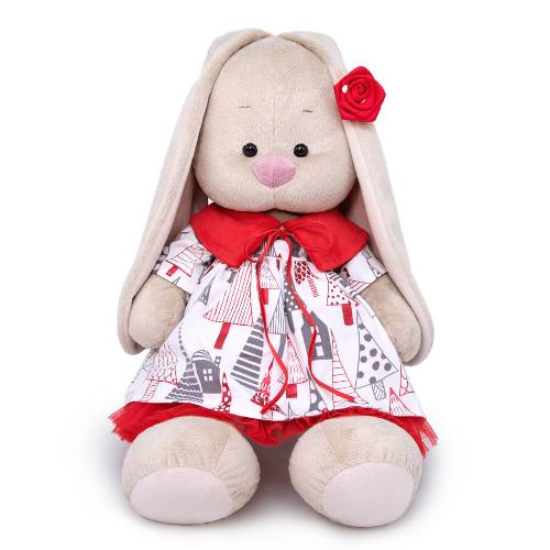 Зайка Ми большой в платье с красным воротничком