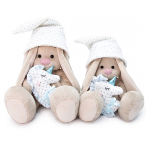 Зайка Ми с подушкой единорогом голубая