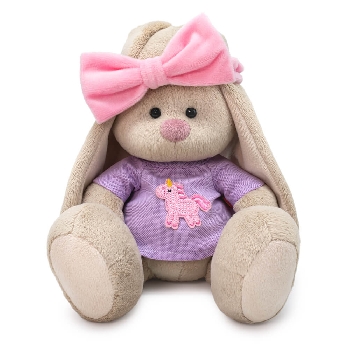 Зайка Ми в повязке и футболке с аппликацией единорог